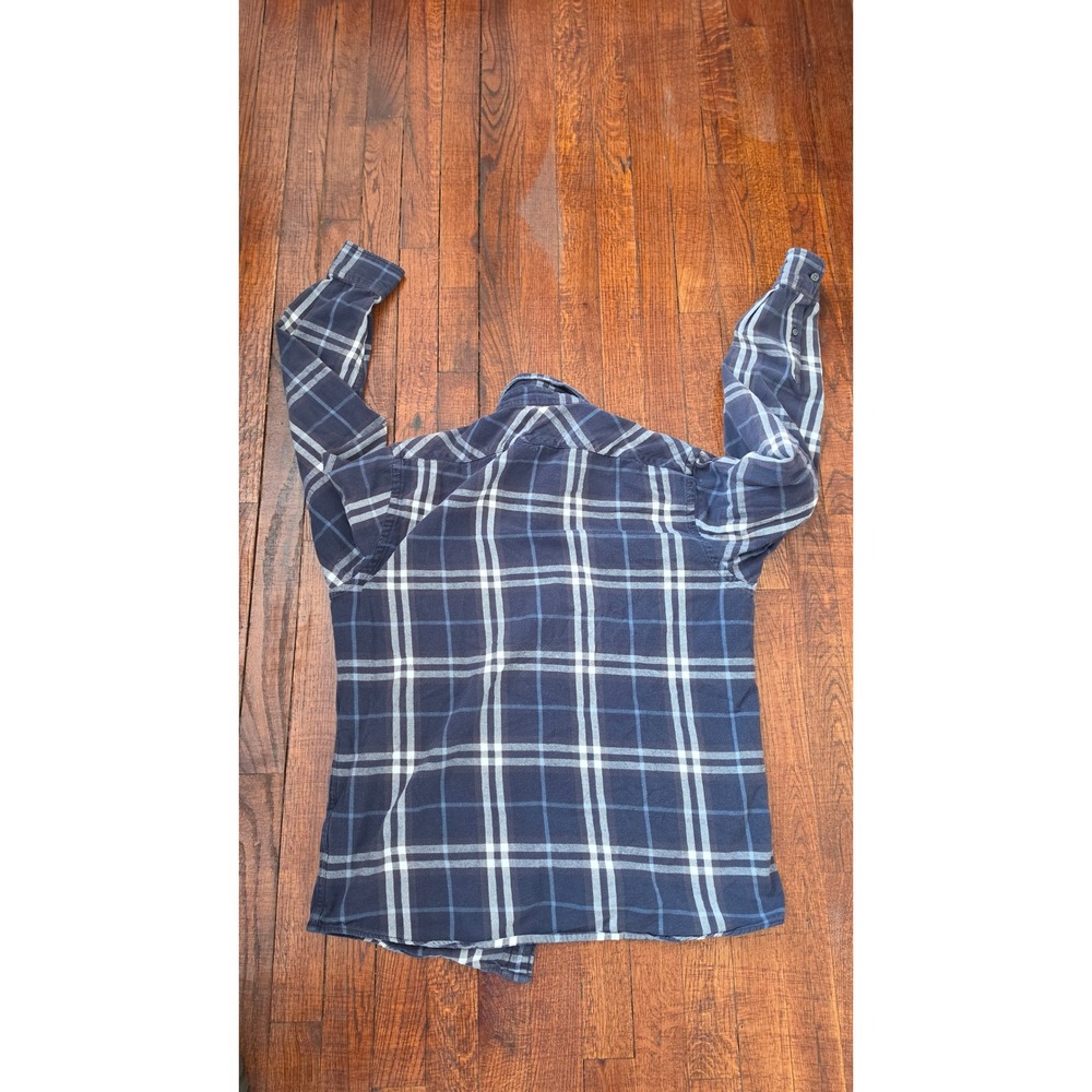 Burberry Cotton Plaid Blue Preppy Old Money Quiet Luxury Western Shirt sz L - Picture 4 of 7